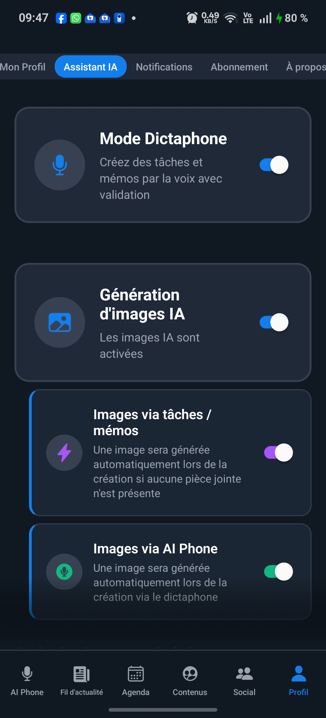Assistant IA intégré